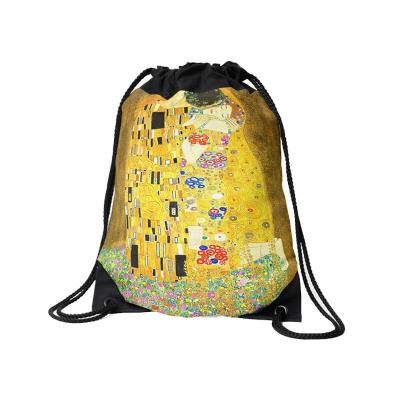 China 2021 Klimt Anti-theft Drawstring Backpack Hot Selling Light And Polyester Drawstring Washable Folding Backpack for sale