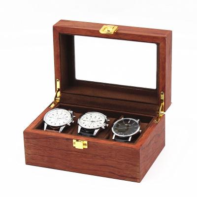 China Watch Storage 3 Slots Wooden Watch Packaging Box For Men's Gift Watch Storage In Stock for sale