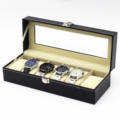 China Hot Popular 6 Slots Leather Watch Storage PU Watch Box Low Cost for sale