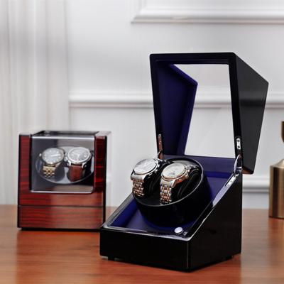 China Watch Storage Piano Luxury Lacquer Revolving Watch Winder With LED 2+0 Wooden Watch Winder Factory Automatic Actions for sale