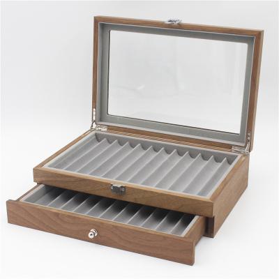 China High Quality Luxury Wooden Gift Pen Display Case With Drawer 23 Slots Wooden Gift Storage Packaging For Men Women Gift Pen Box for sale