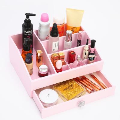 China Fashionable Wooden Makeup Holder Box For Women Collection Storage Packaging Dressing Showcase Home Cosmetic Wholesale for sale