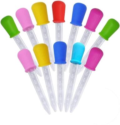 China Liqui Bottle Liquid Droppers Pipettes 5ML Silicone And Plastic Eyedropper Transfer Pipette With Scale For Kids for sale