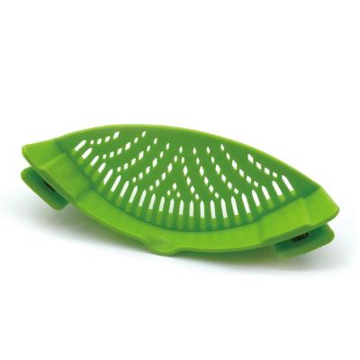 China No-Hands Kitchen Silicone Adjustable Foldable Vegetable Heat Resistant Fruit Strainer Viable No-Hands Cut Colander For Pots for sale