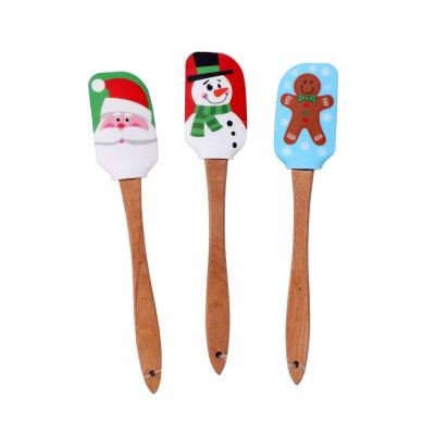 China Sustainable Christmas Heat Resistant Baking Non Stick Silicone Spatula Scraper for sale