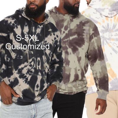 China Factory Supply Anti-Shrink Loose Cotton Blend Men Tie Dye Hoodies Plus Size Tie Dye Oversized Hoodie for sale