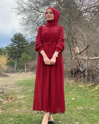 China Fashionable Islamic Lady Autumn Muslim Long Sleeve Sweet Feeling Robe Dress for sale