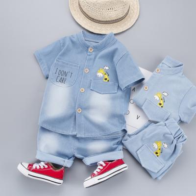 China Factory direct sales 2021 new baby two-piece suit summer T-shirt breathable short-sleeved denim shorts for sale