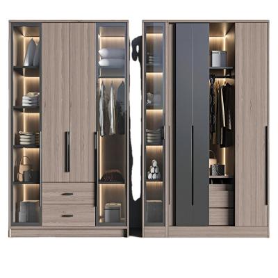 China (Other) Customized Modern White Aluminum Adjustable Sliding Glass Doors Wardrobe Cabinet for sale