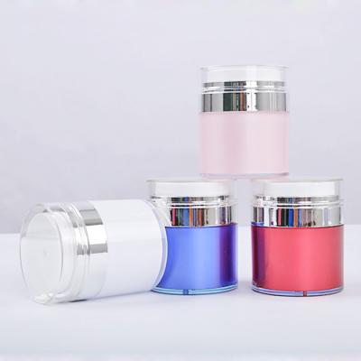 China Low MOQ Face Cream Cosmetic Container Refillable Acrylic Transparent Airless Pump Body Butter Jar for sale