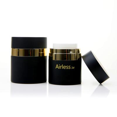 China Wholesale Luxury Acrylic Plastic Black Cosmetics Jar 15ml 30ml 50ml Matte Airless Lotion Pump for Body Cream Containers for sale