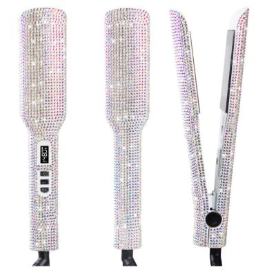 China Hot Selling Bling Diamond Iron Hair Tool NEW Design Larger High Temperature Hot Flat Hair Straightener bling crystal flat iron hair straightener for sale