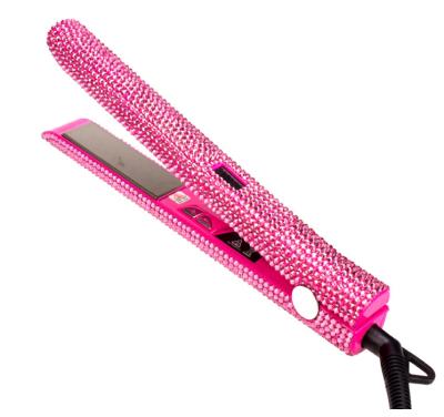 China Wholesale Outdoor Bling Ceramic Flat Irons Bling Diamond Flat Iron Rhinestone Flat Iron Hair Straightener Tools for sale