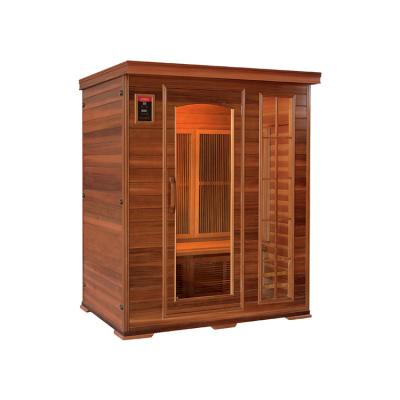 China 2021 Computer Control Panel Popular Outdoor Red Traditional Cedar Wooden Sauna Steam Room Sauna Room for sale