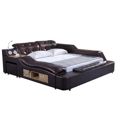 China Storage Guangdong Modern Home Furniture Chesterfield Decked Tatami Leather Smart Multifunctional Bed With Massage Functions for sale