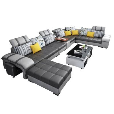 China Best (Height)Adjustable Selling Cheap Living Room Upholstery Fabric L-Shaped Sofa Set Sectional Modern for sale