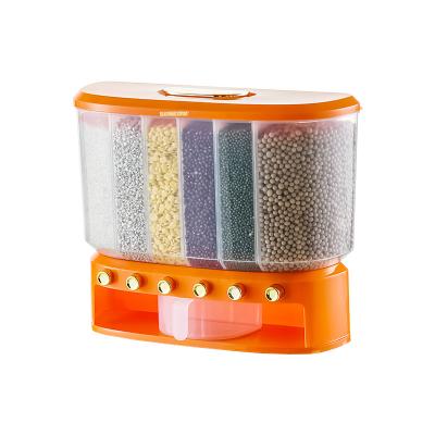 China Modern Simple Plastic Food Buckets Wholesale Orange Rice Storage Box Food Dispenser for sale