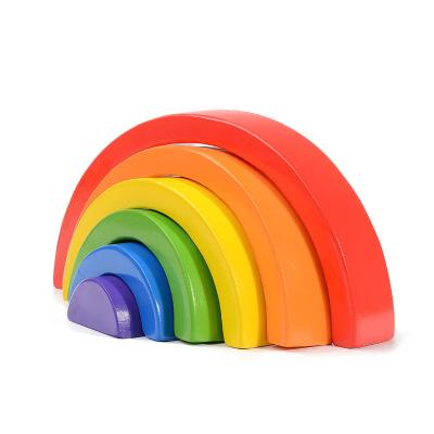 China Educational Toy 6 Pcs Rainbow Bridge Colorful Kids Tending Science Educational Wooden Toys Hobby Study For Kids Games for sale