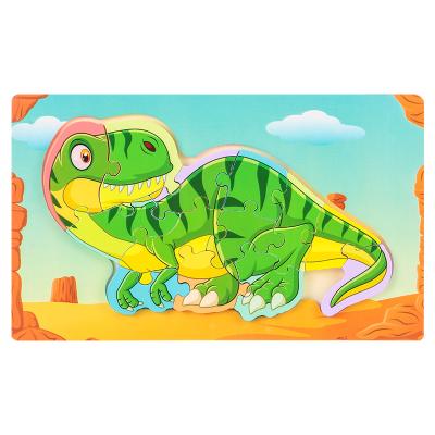 China Interesting Selling Children Puzzle Wooden Cartoon Dinosau Puzzle Early Childhood Education Development Intelligence Safety Toy 30*18*1.5cm for sale