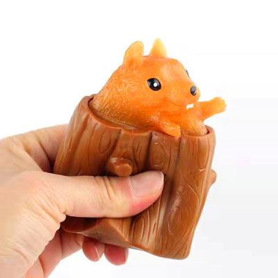 China Relieve Stress Amazon Toys Squirrel Cup TPR Hot Selling High Quality Animal Relaxation Toys Squirrel Squeeze Sensory Toy for sale