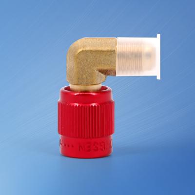 China Industrial Wholesale High Quality 90 Degree Elbow Brass R410A Hose Connector Adapter for sale