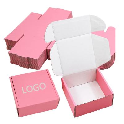 China Handmade Eco Friendly Custom Packaging Logo Pink Corrugated Cardboard Shipping Custom Paper Boxes Mailer Box for sale