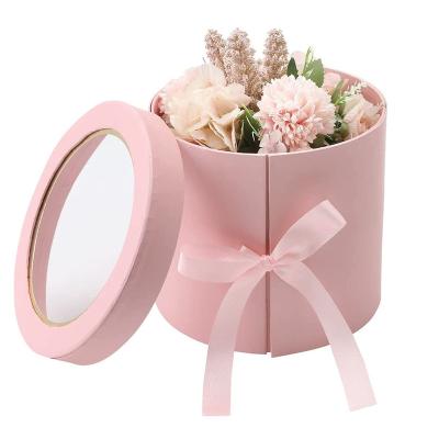 China Custom Handmade Wholesale Wedding Rose Box Window Flower Around Packaging Engagement Ring Box With Lids for sale