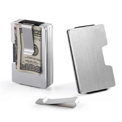 China RFID Blocking Protect 2022 Minimalist Aluminum Money Clip Wallets Pocket RFID Blocking Metal Wallets For Men for sale