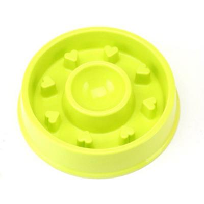 China Viable Love Dog and Cat Pet Dish Bowl Single Food Slow Round Food Plastic Pet Dish for sale