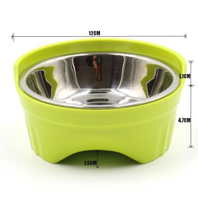 China Dod Stocked Hot Sale Eco-friendly Collapsible Bowl 2 in 1Melamine Pet Bowl with Stainless Steel Pet Food Bowl for sale