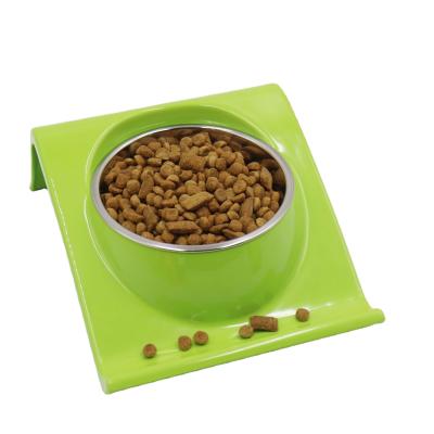 China Promotional Plastic Feeder Stored Good Quality Stainless Steel Pet Food Bowl Two In One Pet Bowl for sale