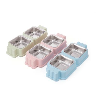 China Factory Price Sustainable Wholesale Plastic Dog Bowl , Double Stainless Steel Pet Food Bowl for sale