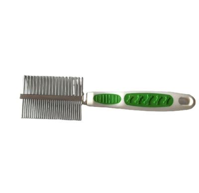 China Fashion New Fashion Stainless Steel Single Row Plastic Handle Pet Comb Double Sided Depilation Knot Comb for sale