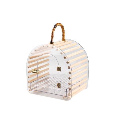 China New Viable Fashion Parrot Out Of Portable Out Of The Cage Carrying Case For Observing Transparent Birdcage Pet for sale