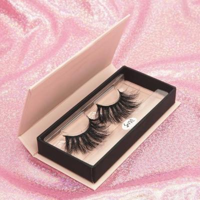 China Natural Custom Handmade Cardboard False Eyelash Storage Magnet Book Shape Packaging Box With See Window And White Ribbon for sale