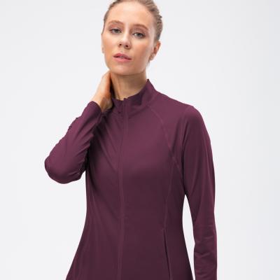 China Breathable High Quality Tight Sweatshirt Long Sleeve Jogging Full Zipper Women Yoga Top Comfortable Jacket for sale