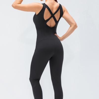 China Solid Color Breathable Sleeveless Overalls Women Girls Bodycon Jumpsuit Gym Yoga Dance Sports Overalls New for sale