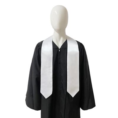 China Adult White School Plain Satin Graduation Stole Sublimation In Stock for sale