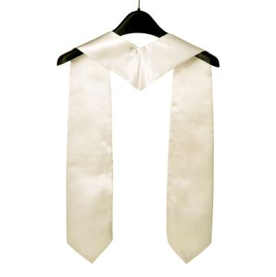 China School Plain White Satin Graduation Stole Sash Wholesale for sale