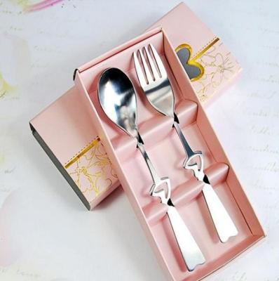 China Party Gift Top Selling Heart Shaped Spoon And Fork Set Wedding Favors Gifts For Guests F046 for sale