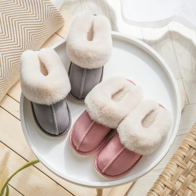 China Winter Anti-skid Women's Slippers Home Couples Flat Warm Plush Shoes Men Soft Indoor Heels Ladies Shoes D0314-1 for sale