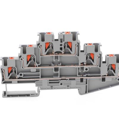 China PA66+Copper UPT Series UTL Brand Multiple Layer Price Spring Push Type Good In Din Rail Terminal Block Connectors for sale