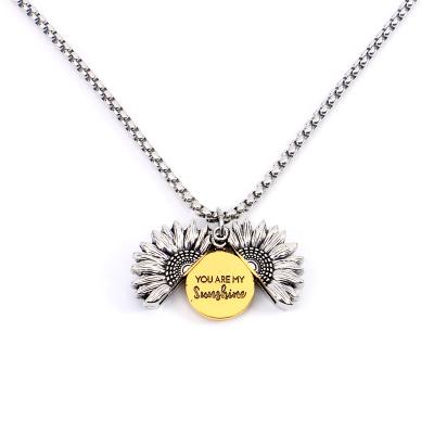 China Hiphop Stainless Steel Jewelry Collane Colares Pendants Necklaces Hiphop OEM Necklace Gifts Sunflower Necklaces for sale