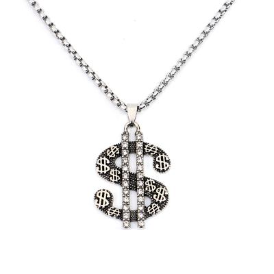 China Hiphop Minimalist Jewelry Hiphop Kettingen Dollar Sign OEM Necklace Gifts Hiphop Charms Custom Pendants Necklaces for sale