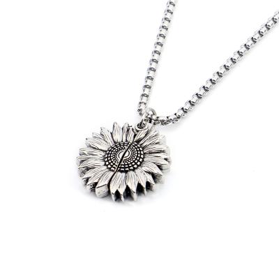 China Hiphop Stainless Steel Jewelry Collane Colares Pendants Necklaces Hiphop OEM Necklace Gifts Sunflower Necklaces for sale