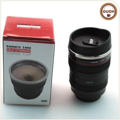 China Viable Lazy Cup Self Stirring Camera Lens Tea Coffee Cup Automatic Mixing Cup for sale