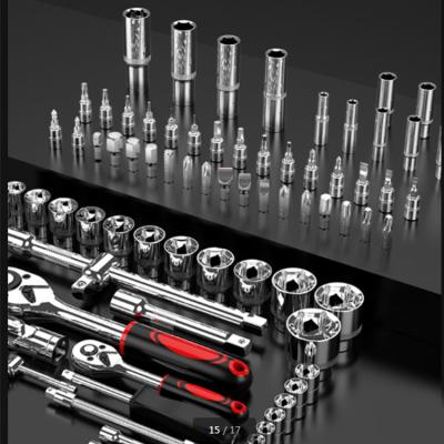 China Easy Carry 46 PCs DR Car Repair Tool 1/4 Socket Set Box Chrome Vanadium Hand Tool and Ratchet Wrench for sale