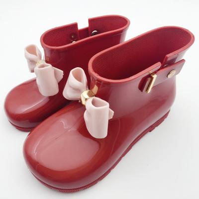 China New Toddler Kids Flat Children Rain Boots Boys Girls Baby Bowknot Waterproof Non-slip Shoes Rubber Boots for sale