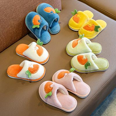 China Kids Bedroom Slippers Plush Thermal Cute Indoor Soft Cotton Slippers Non-Slip Winter Floor Shoes Warm Home Boys Girls Bedroom Slipper for sale