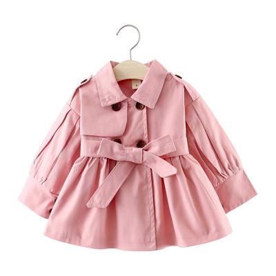 China Anti-wrinkle Toddler Girls Fashion Jackets Long Coats Solid Color Anorak Coat Spring Girl Autumn Children Casual Style Outerwear for sale